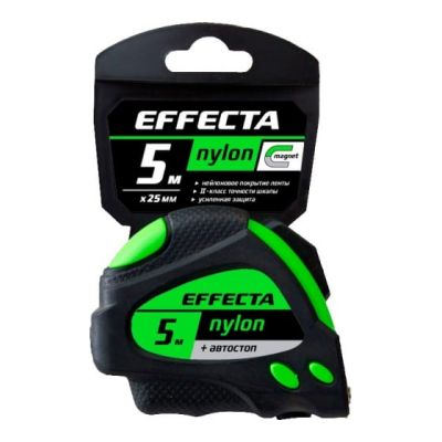 Рулетка Effecta Nylon  5м/25 мм с магнитом, автостопом, лентой нейлон 580525 в Иваново