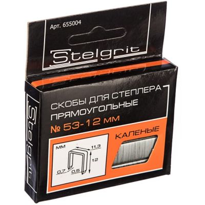 Cкобы для мебельного степлера каленые 12x0,7 мм 1000 шт./уп. "Stelgrit" 655004 (10) в Иваново