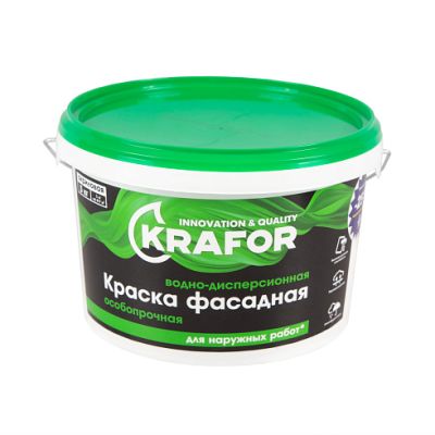 Краска В/Д фасадная 3кг (1) Krafor (салат) в Иваново