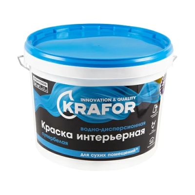Краска В/Д интер супербелая 14кг (1) Krafor (син) в Иваново