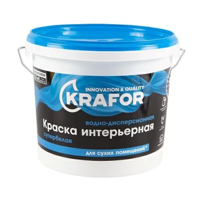Краска В/Д интер супербелая 6,5кг (1) Krafor (син) в Иваново